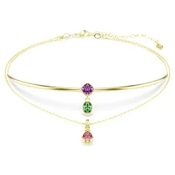 Collier fin orné de cristaux de couleur