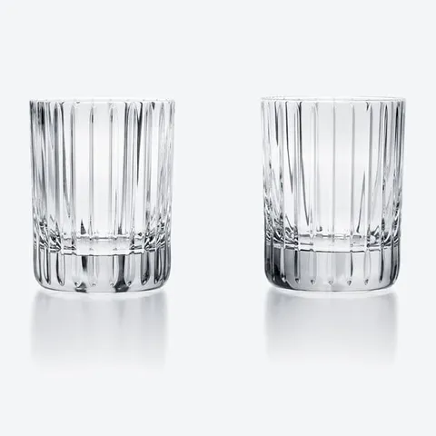 Deux verres en cristal Baccarat taillés de côtes
