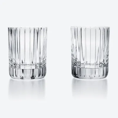 Deux verres en cristal Baccarat taillés de côtes