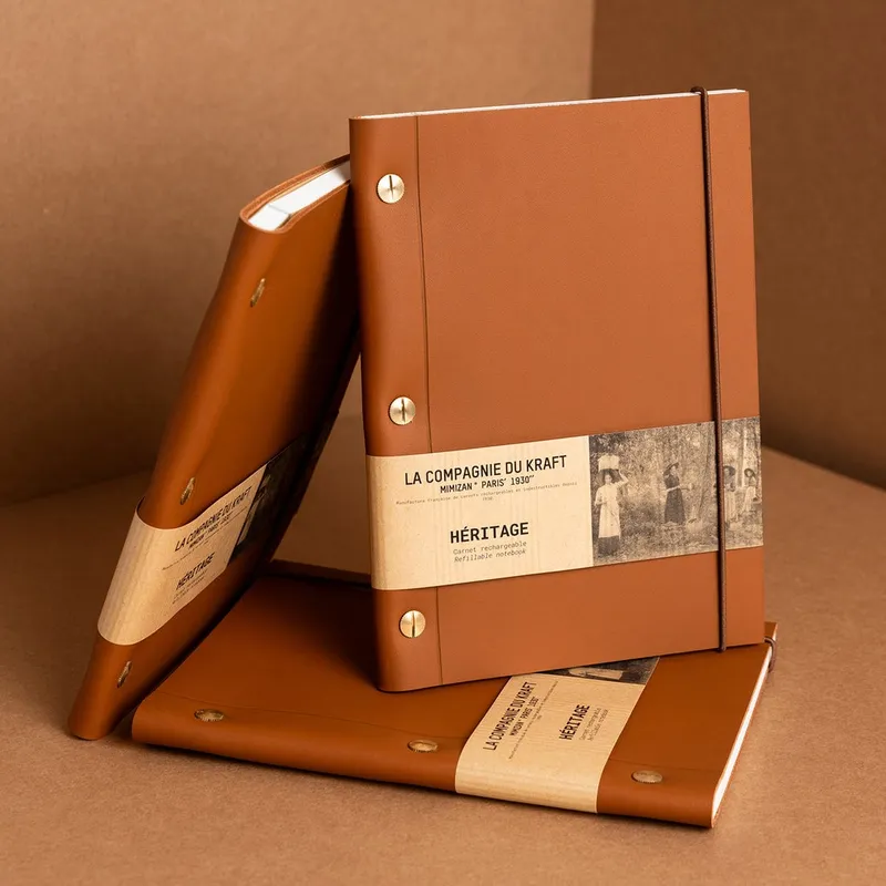 Carnets en cuir fauve rechargeables