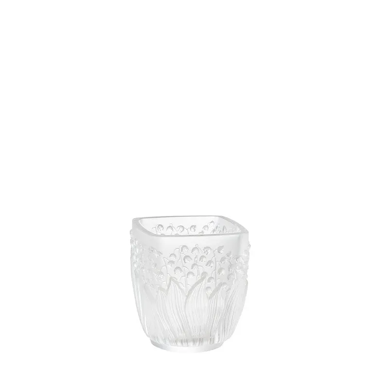 Photophore en cristal Lalique orné de brins de muguet en relief